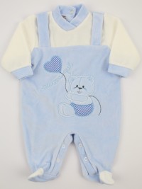 Picture baby chenille footie here I am. Colour light blue, size 3-6 months