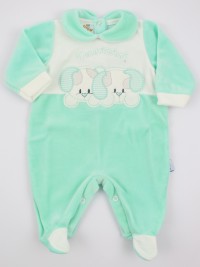 Picture baby chenille footie very tender puppies. Colour green, size 3-6 months