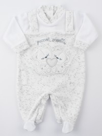 Picture baby chenille footie small bears. Colour white, size 3-6 months
