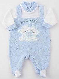 Picture baby chenille footie small bears. Colour light blue, size 3-6 months