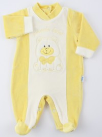 Picture baby footie chenille smallcolobeb. Colour yellow, size 0-1 month