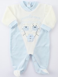 Image baby footie chenille little friends. Colour light blue, size 3-6 months