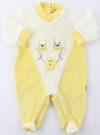 Image baby footie chenille little friends. Colour yellow, size 0-1 month