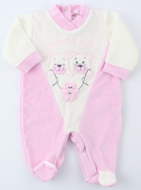 Image baby footie chenille little friends. Colour pink, size 0-1 month