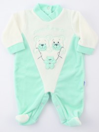 Image baby footie chenille little friends. Colour green, size 1-3 months