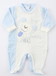 Baby image footie chenille bear teddy. Colour light blue, size 6-9 months