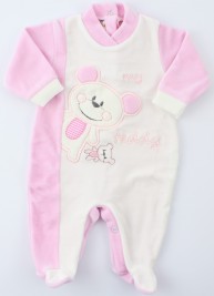 Baby image footie chenille bear teddy. Colour pink, size 0-1 month