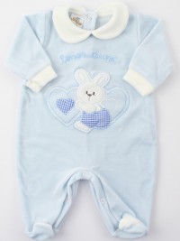 Picture baby chenille footie tender hearts. Colour light blue, size 1-3 months