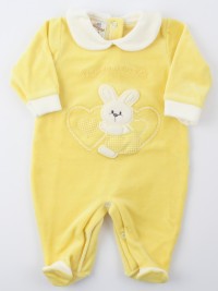 Picture baby chenille footie tender hearts. Colour yellow, size 3-6 months