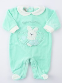 Picture baby chenille footie tender hearts. Colour green, size 0-1 month