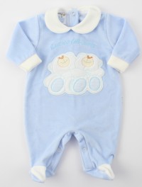 Image baby footie chenille heart friend. Colour light blue, size 3-6 months