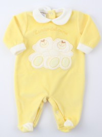 Image baby footie chenille heart friend. Colour yellow, size 0-1 month