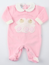 Image baby footie chenille heart friend. Colour pink, size 6-9 months