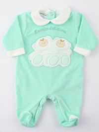 Image baby footie chenille heart friend. Colour green, size 0-1 month