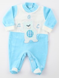 Image baby footie chenille baby bear a b c. Colour turquoise, size 6-9 months