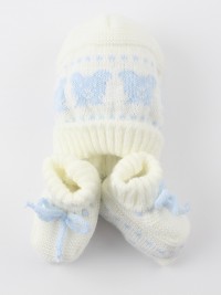 Hat and wool boots picture. Colour light blue, one size