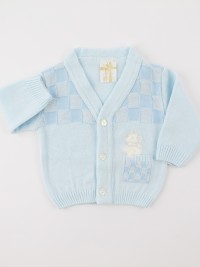 Picture accompanied jacket mixed wool topino. Colour light blue, size 1-3 months