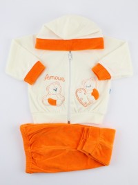 Baby footie outfit hooded chenille bears amour.. Colour orange, size 6-9 months