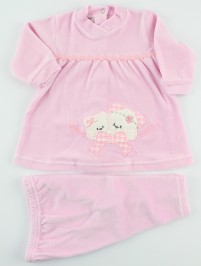 image baby footie outfit clinical chenille jib. Colour pink, size 6-9 months