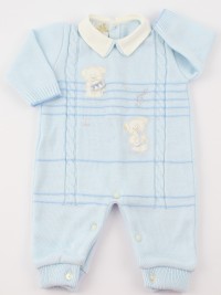 Picture baby footie mixed wool puppies musicians. Colour light blue, size 1-3 months