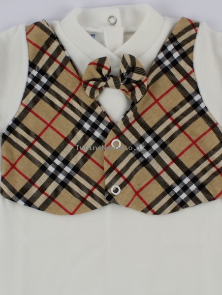 Image baby footie chenille Scottish vest. Colour creamy white, size 3-6 months 2