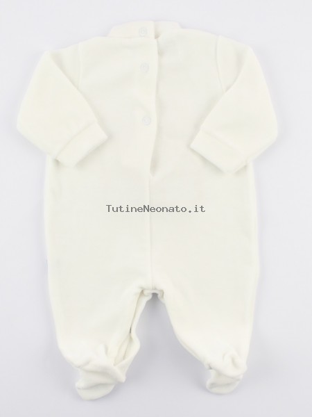 Image baby footie chenille Scottish vest. Colour creamy white, size 3-6 months 3