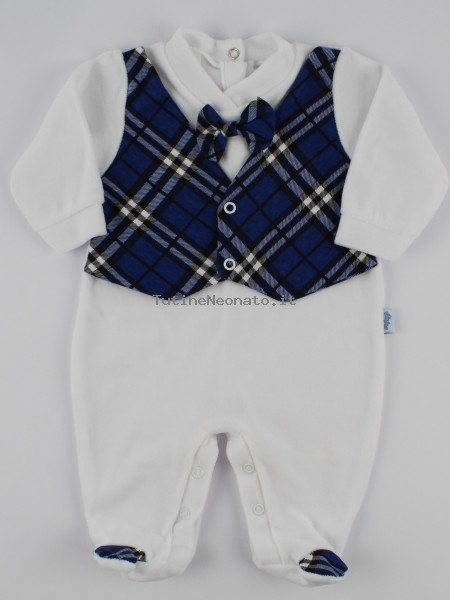 Image baby footie chenille Scottish vest. Colour blue, size 1-3 months Blue Size 1-3 months