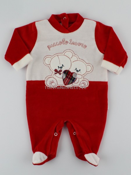 Picture baby footie chenille bears little treasure. Colour red, size 0-1 month Red Size 0-1 month