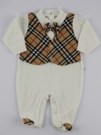 Image baby footie chenille Scottish vest. Colour creamy white, size 3-6 months