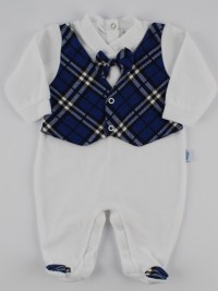 Image baby footie chenille Scottish vest. Colour blue, size 1-3 months