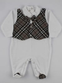 Image baby footie chenille Scottish vest. Colour grey, size 1-3 months
