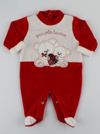 Picture baby footie chenille bears little treasure. Colour red, size 0-1 month