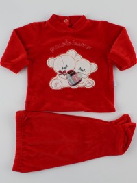 Picture baby footie outfit in chenille little treasure. Colour red, size 0-1 month