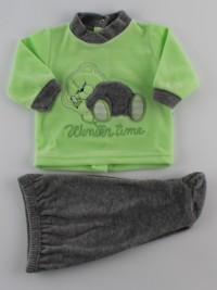 Picture baby footie outfit in chenille winter time. Colour pistacchio green, size 0-1 month