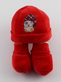 Picture hat and shoes chenille red gufetto. Colour red, one size