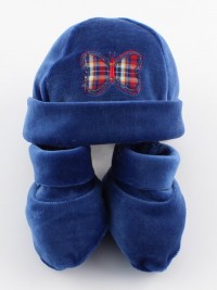 Picture hat and chenille butterfly shoes. Colour blue, one size
