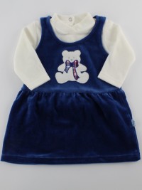 Picture baby footie outfit chenille baby bear bow. Colour blue, size 3-6 months