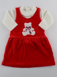 Picture baby footie outfit chenille baby bear bow. Colour red, size 3-6 months