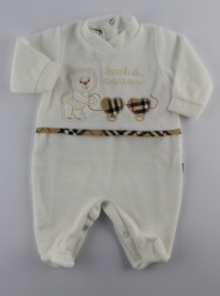 Picture baby footie little chenille of mother. Colour creamy white, size 0-1 month