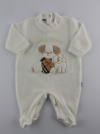 Image baby footie chenille Scottish puppies. Colour creamy white, size 0-1 month