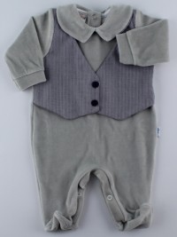 Image baby footie chenille vest fabric. Colour grey, size 0-1 month