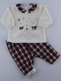 Picture baby footie outfit in chenille friends in partying. Colour creamy white, size 1-3 months