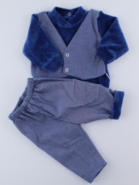 Picture baby footie chenille outfit fabric vest. Colour blue, size 3-6 months