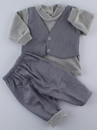 Picture baby footie chenille outfit fabric vest. Colour grey, size 1-3 months