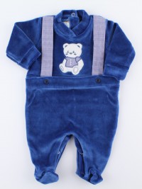 Picture baby footie in chenille baby bear elegant. Colour blue, size 0-1 month