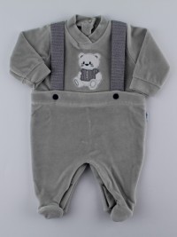 Picture baby footie in chenille baby bear elegant. Colour grey, size 1-3 months