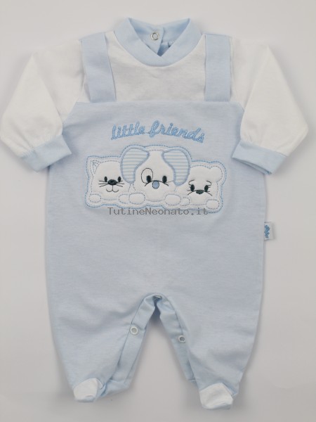 Image baby footie in jersey little friends. Colour light blue, size 3-6 months Light blue Size 3-6 months