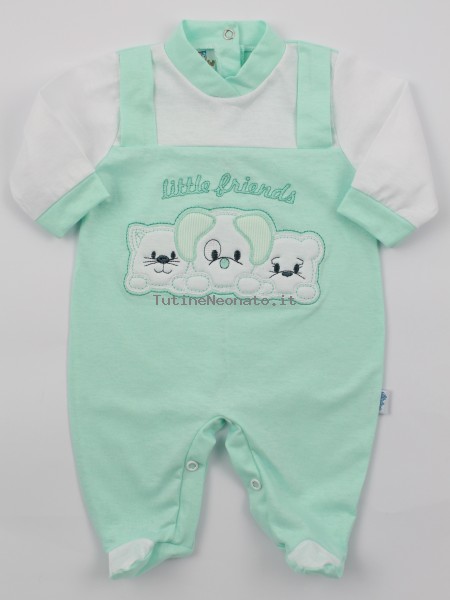 Image baby footie in jersey little friends. Colour green, size 0-1 month Green Size 0-1 month