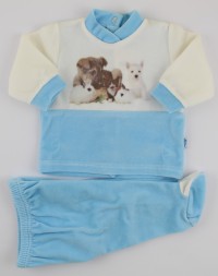 Image baby footie outfit tender puppies. Colour turquoise, size 1-3 months