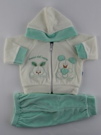 Picture tracksuit hooded bunnies heart friends. Colour green, size 0-1 month